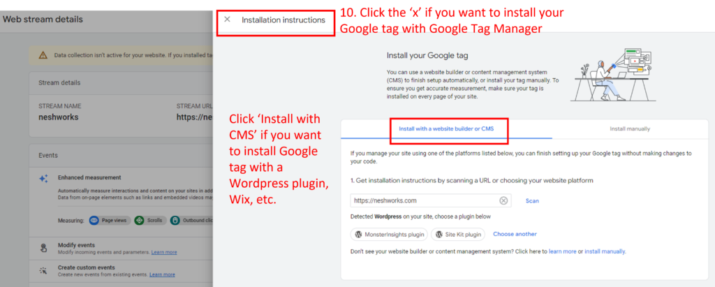 step 10 - google tag installation