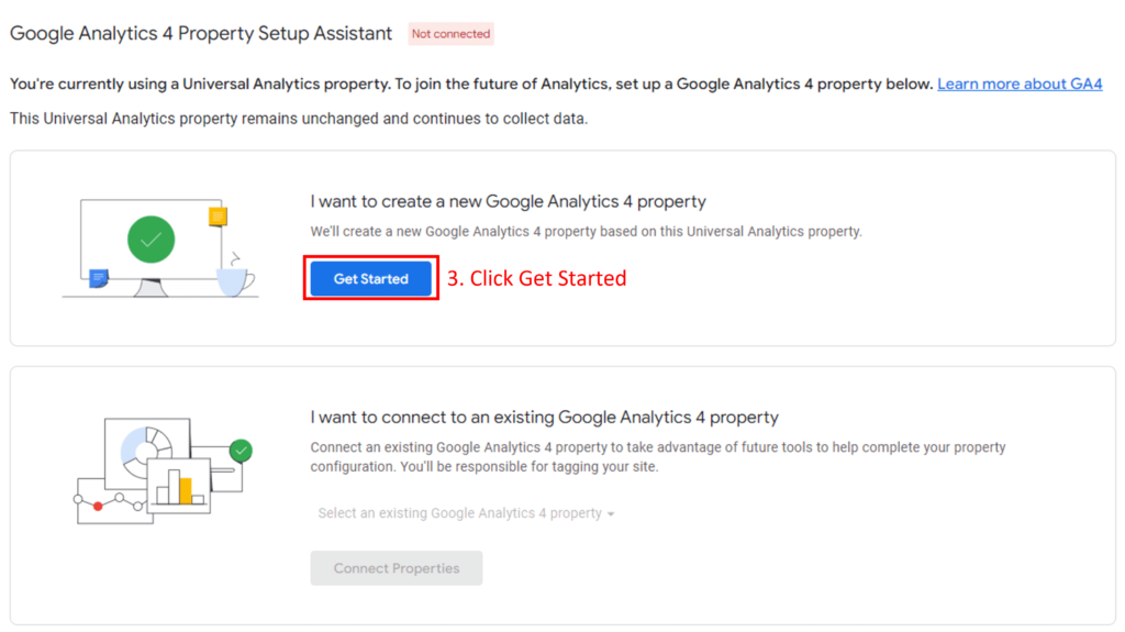 step 3 - create a new google analytics 4 property