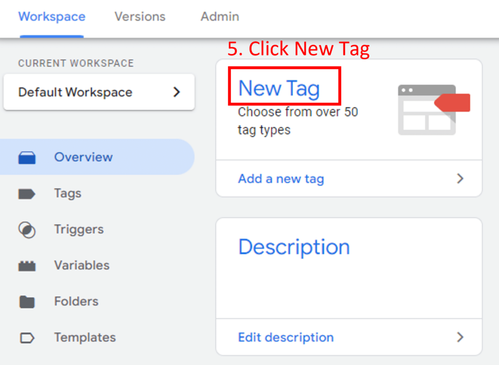step 5 - click new tag in gtm