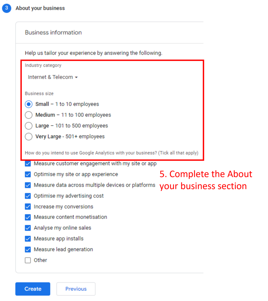 step 5 - ga4 about business