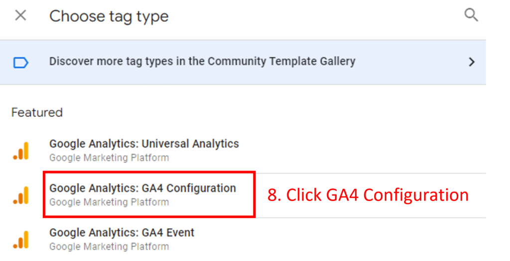 step 8 - click ga4 configuration